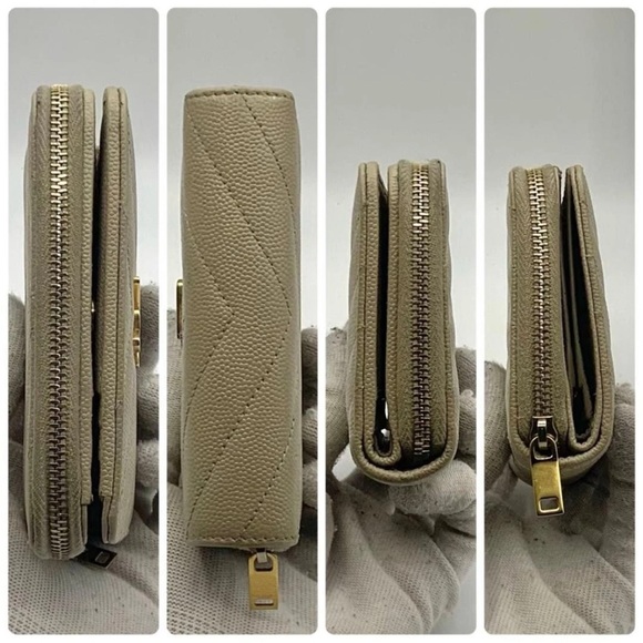 Yves Saint Laurent Gold Accent Beige Wallet - Picture 6 of 10